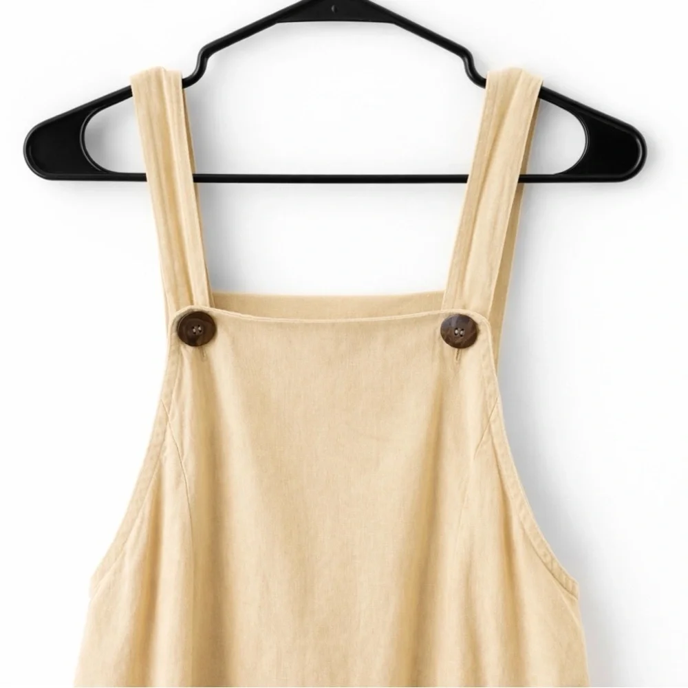 DAVID DART COLLECTION Linen Midi Dress Women’s Small Beige Minimalist Coastal - Picture 3 of 6